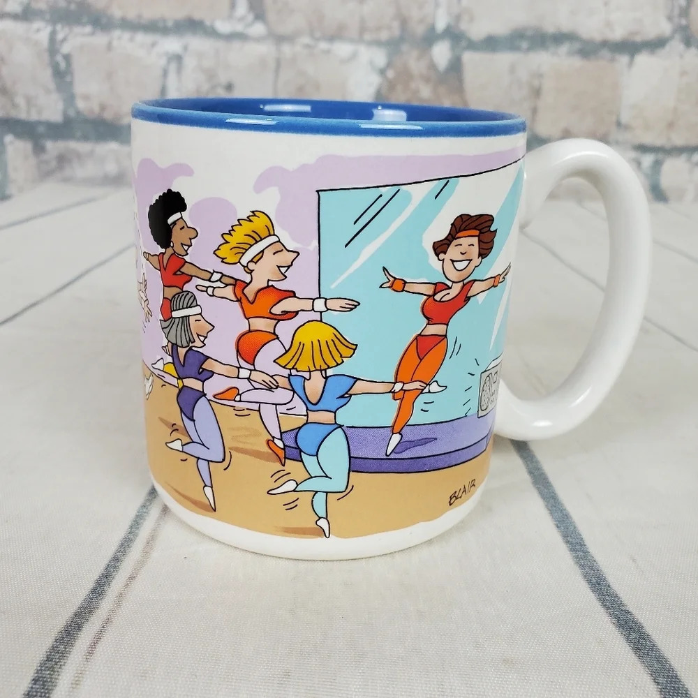 Vintage  90s Coffee Mug Aerobics Basketball Comedy Ceramic White - Picture 4 of 10